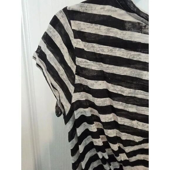 Jessica Simpson black white stripe summer blouse M - Picture 8 of 8
